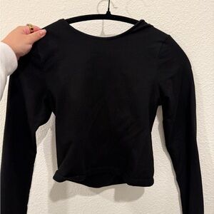 Editked Black Long Sleeve Backless Women's Top